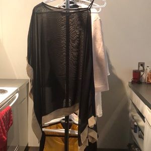 Sheer black/ tan one-shoulder top